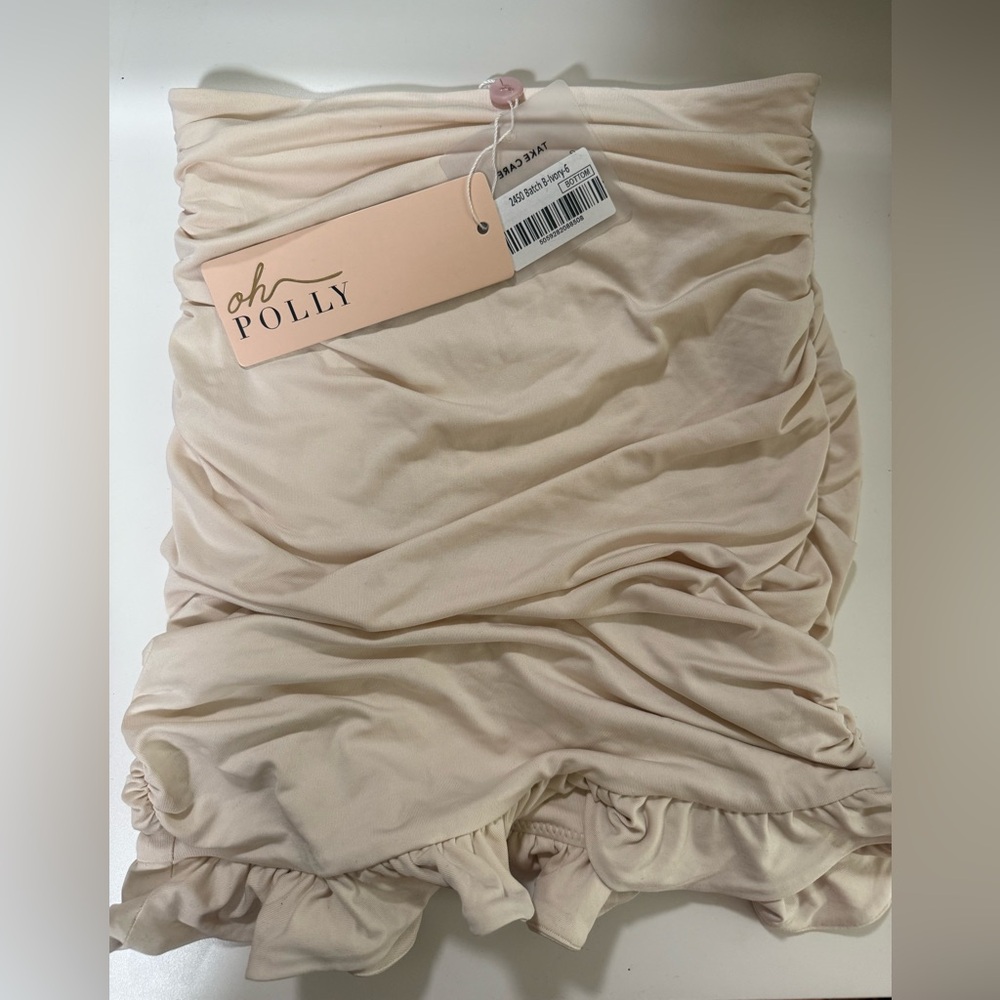 Oh Polly Beige Ruched Skirt